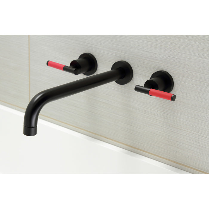 Kingston Sona KS8050CKL - Kaiser Two-Handle 3-Hole Wall Mount Tub Faucet, Matte Black