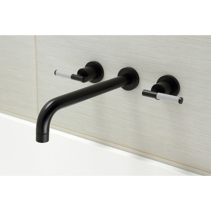 Kingston Sona KS8050CKL - Kaiser Two-Handle 3-Hole Wall Mount Tub Faucet, Matte Black