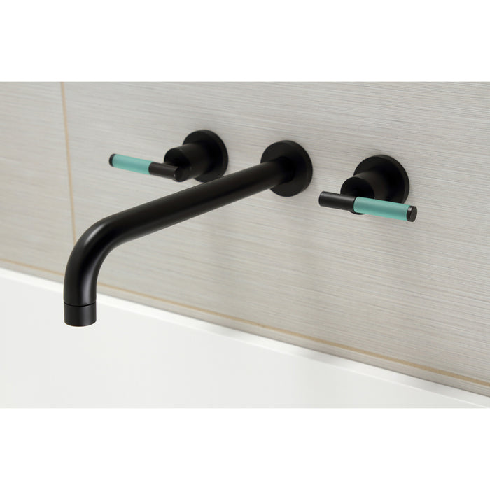 Kingston Sona KS8050CKL - Kaiser Two-Handle 3-Hole Wall Mount Tub Faucet, Matte Black