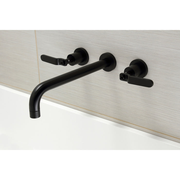 Kingston Sona KS8050KL - Whitaker Two-Handle 3-Hole Wall Mount Tub Faucet, Matte Black