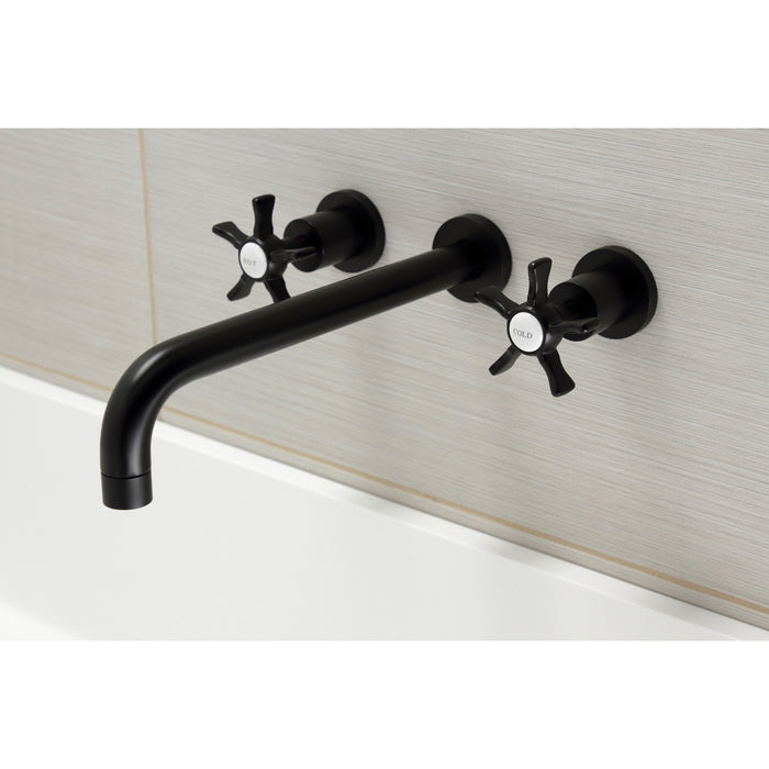 Kingston Tulare KS8050NX - Hamilton Two-Handle 3-Hole Wall Mount Tub Faucet, Matte Black