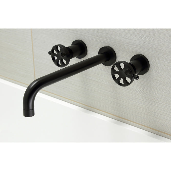 Kingston Sona KS8050RX - Belknap Two-Handle 3-Hole Wall Mount Tub Faucet, Matte Black