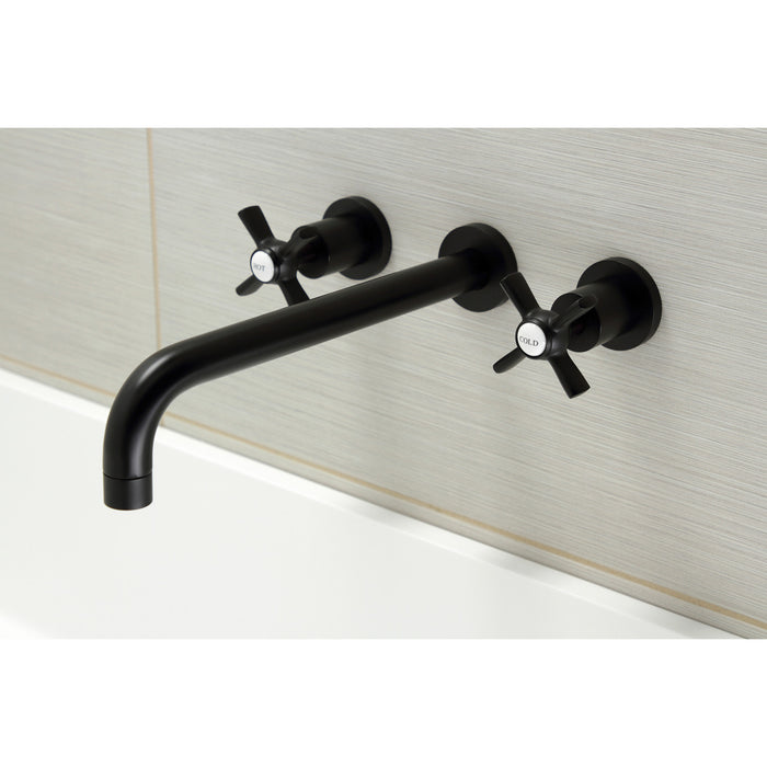 Kingston Tulare KS8050ZX - Millennium Two-Handle 3-Hole Wall Mount Tub Faucet, Matte Black