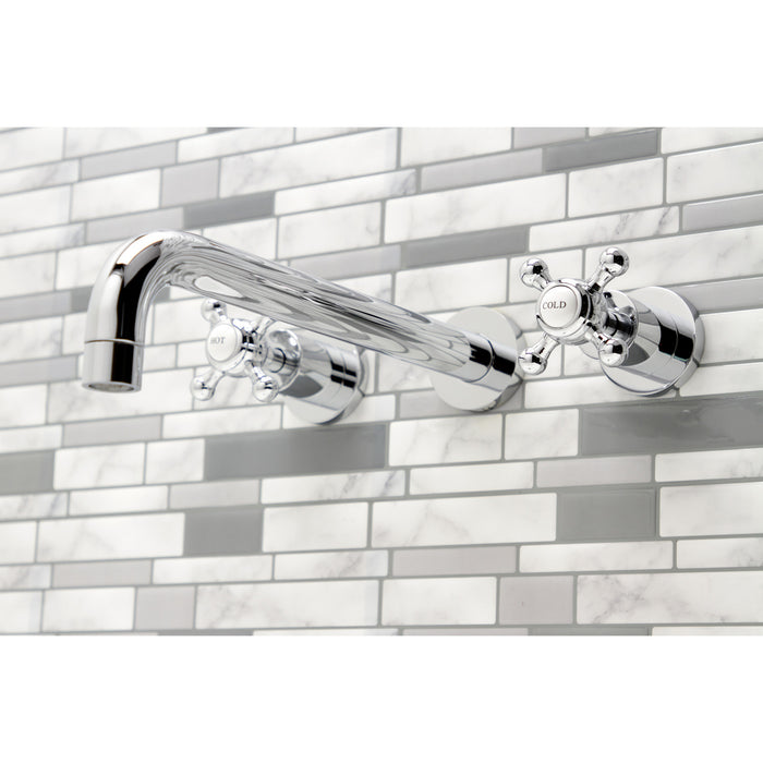 Kingston Tulare KS8051BX - Metropolitan Two-Handle 3-Hole Wall Mount Tub Faucet, Polished Chrome