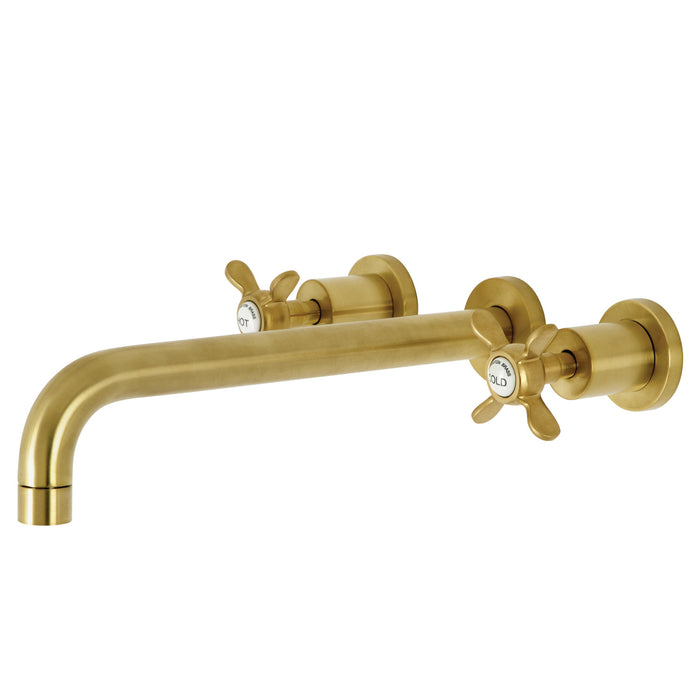 Kingston Tulare KS8057BEX - Essex Two-Handle 3-Hole Wall Mount Tub Faucet, Brushed Brass