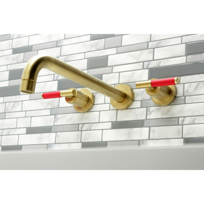Kingston Sona KS8057CKL - Kaiser Two-Handle 3-Hole Wall Mount Tub Faucet, Brushed Brass