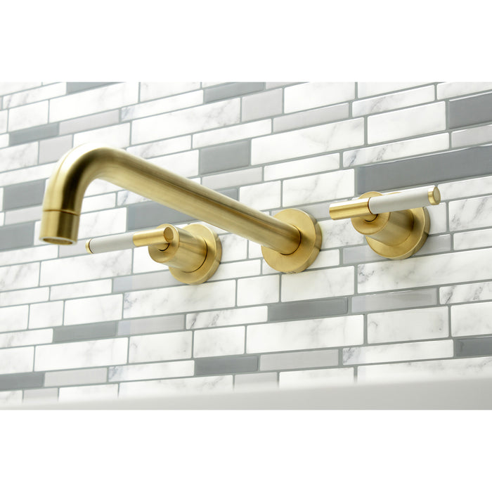 Kingston Sona KS8057CKL - Kaiser Two-Handle 3-Hole Wall Mount Tub Faucet, Brushed Brass