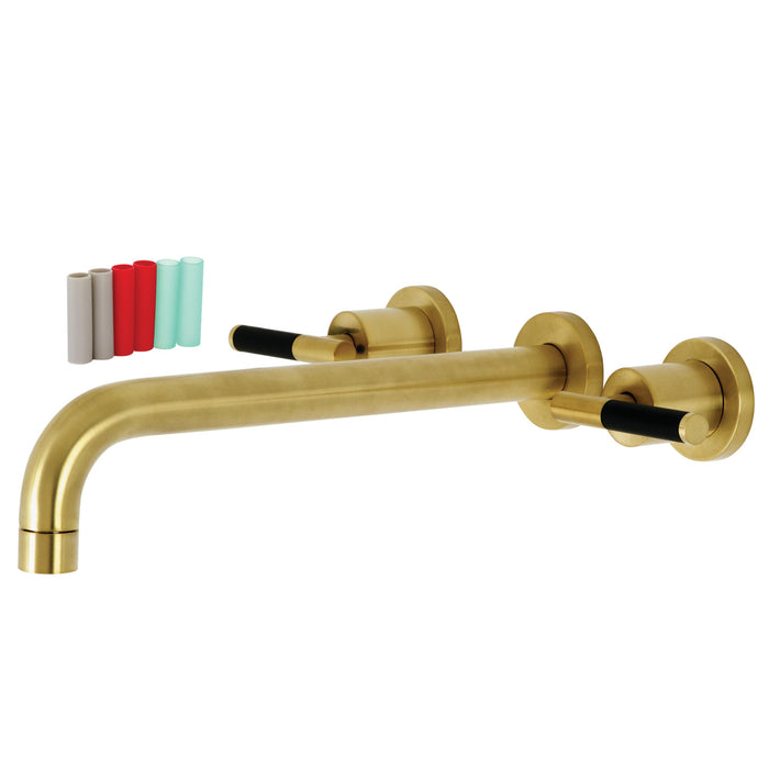Kingston Sona KS8057CKL - Kaiser Two-Handle 3-Hole Wall Mount Tub Faucet, Brushed Brass