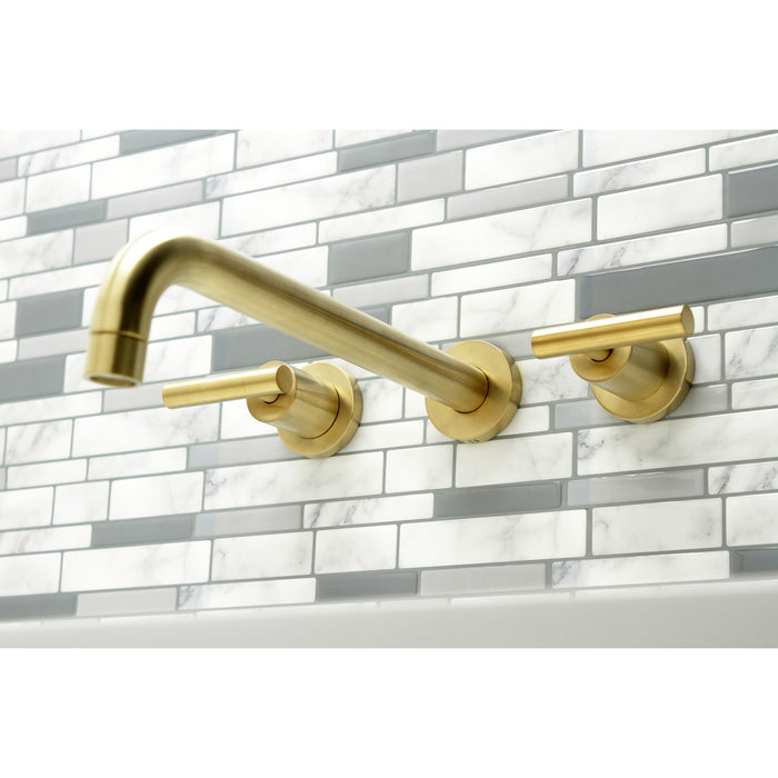 Kingston Sona KS8057CML - Manhattan Two-Handle 3-Hole Wall Mount Tub Faucet, Brushed Brass