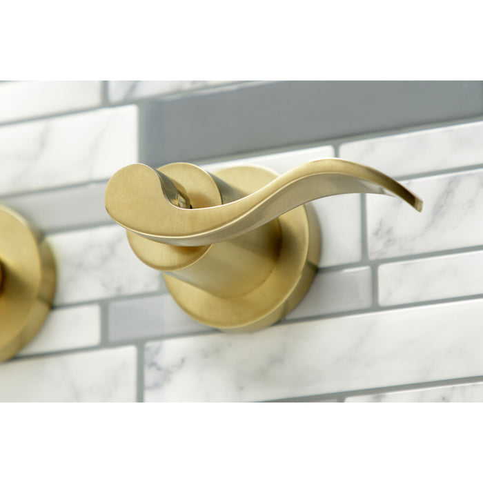 Kingston Tulare KS8057DFL - NuWave Two-Handle 3-Hole Wall Mount Tub Faucet, Brushed Brass