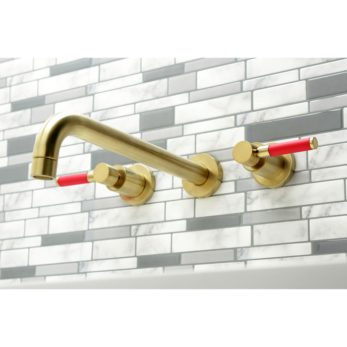 Kingston Sona KS8057DKL - Kaiser Two-Handle 3-Hole Wall Mount Tub Faucet, Brushed Brass