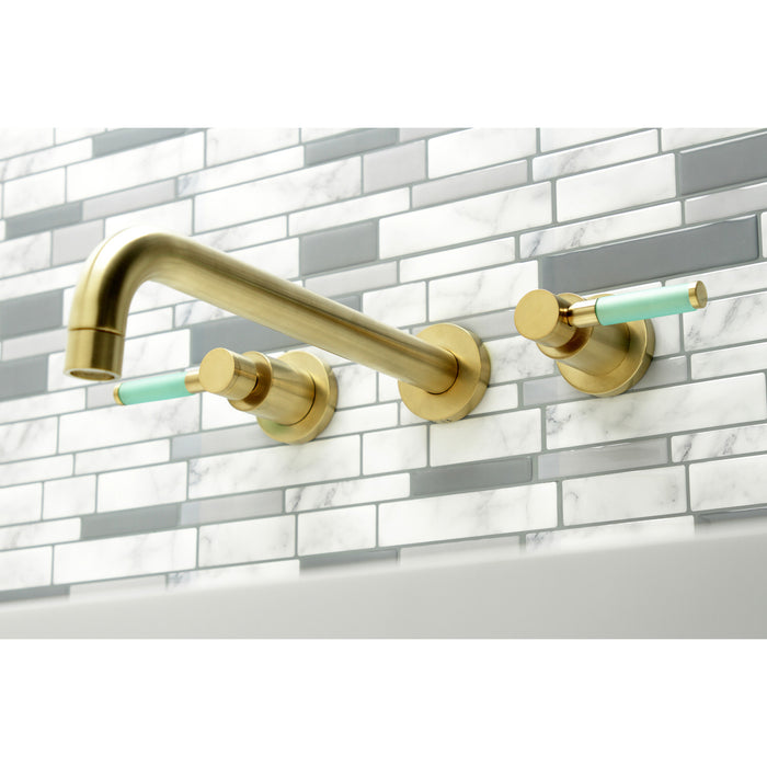 Kingston Sona KS8057DKL - Kaiser Two-Handle 3-Hole Wall Mount Tub Faucet, Brushed Brass