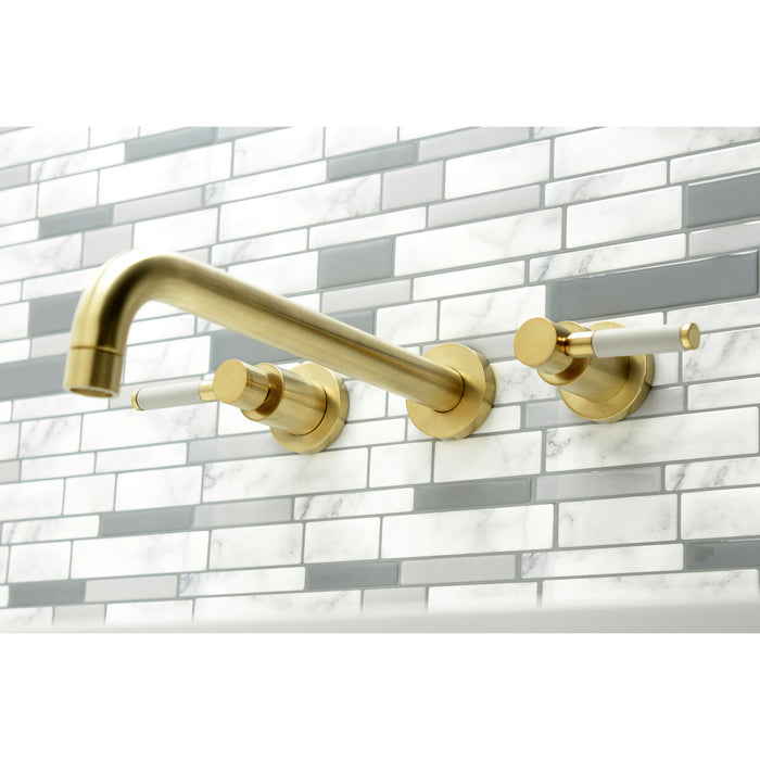 Kingston Sona KS8057DKL - Kaiser Two-Handle 3-Hole Wall Mount Tub Faucet, Brushed Brass