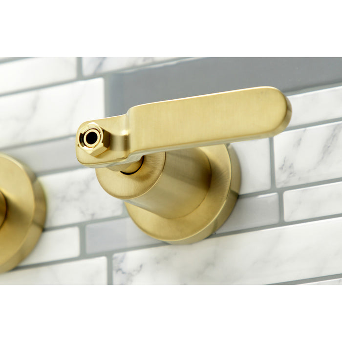 Kingston Sona KS8057KL - Whitaker Two-Handle 3-Hole Wall Mount Tub Faucet, Brushed Brass
