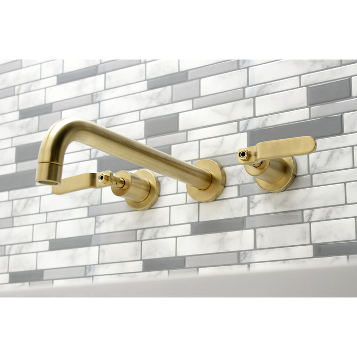 Kingston Sona KS8057KL - Whitaker Two-Handle 3-Hole Wall Mount Tub Faucet, Brushed Brass