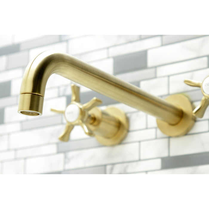 Kingston Tulare KS8057NX - Hamilton Two-Handle 3-Hole Wall Mount Tub Faucet, Brushed Brass