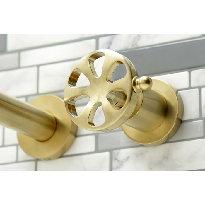 Kingston Sona KS8057RX - Belknap Two-Handle 3-Hole Wall Mount Tub Faucet, Brushed Brass