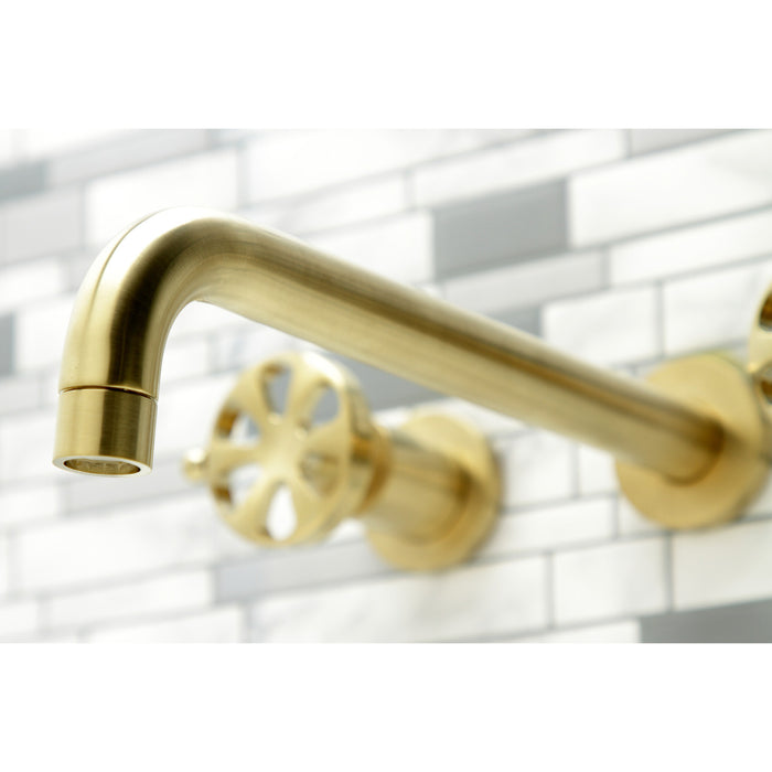 Kingston Sona KS8057RX - Belknap Two-Handle 3-Hole Wall Mount Tub Faucet, Brushed Brass
