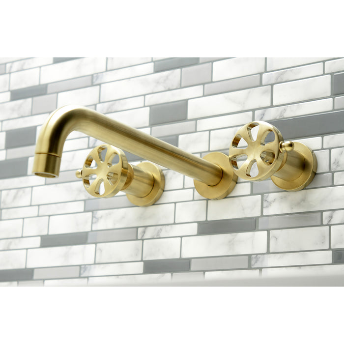 Kingston Sona KS8057RX - Belknap Two-Handle 3-Hole Wall Mount Tub Faucet, Brushed Brass