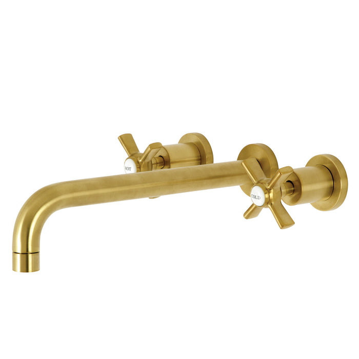 Kingston Tulare KS8057ZX - Millennium Two-Handle 3-Hole Wall Mount Tub Faucet, Brushed Brass