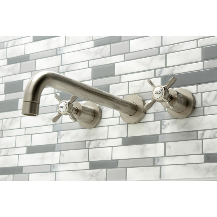 Kingston Tulare KS8058BEX - Essex Two-Handle 3-Hole Wall Mount Tub Faucet, Brushed Nickel