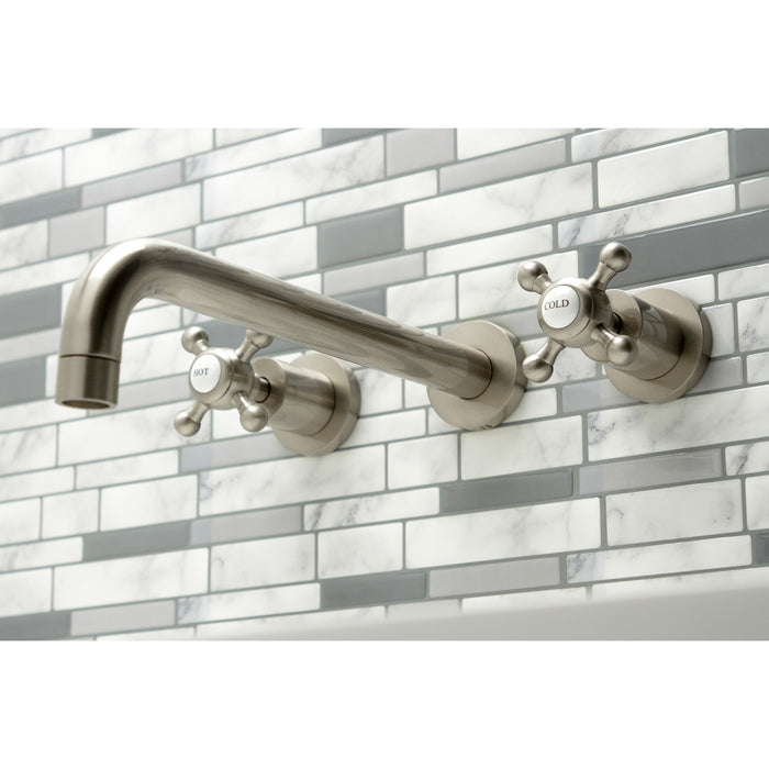 Kingston Tulare KS8058BX - Metropolitan Two-Handle 3-Hole Wall Mount Tub Faucet, Brushed Nickel