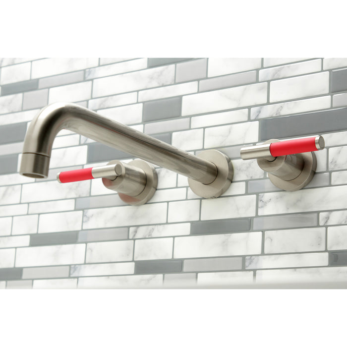 Kingston Sona KS8058CKL - Kaiser Two-Handle 3-Hole Wall Mount Tub Faucet, Brushed Nickel