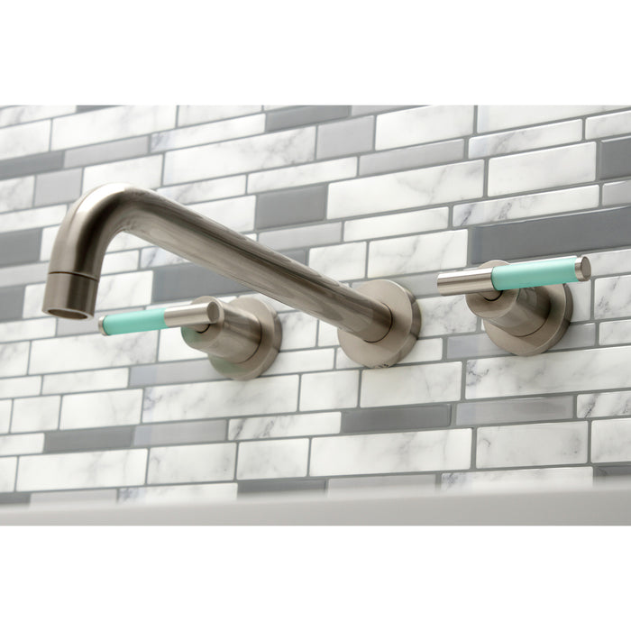 Kingston Sona KS8058CKL - Kaiser Two-Handle 3-Hole Wall Mount Tub Faucet, Brushed Nickel