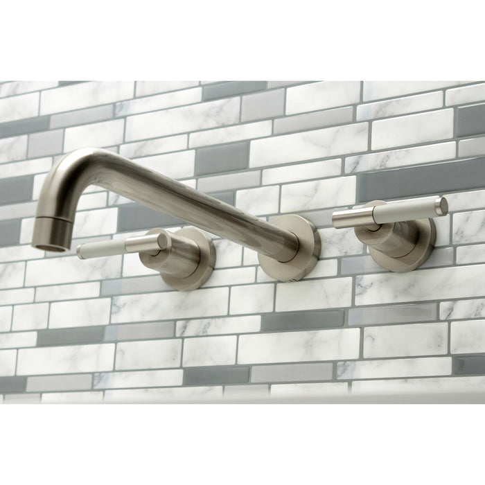 Kingston Sona KS8058CKL - Kaiser Two-Handle 3-Hole Wall Mount Tub Faucet, Brushed Nickel