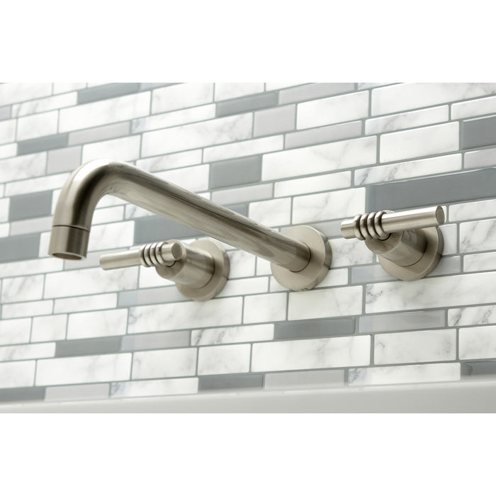 Kingston Sona KS8058ML - Milano Two-Handle 3-Hole Wall Mount Tub Faucet, Brushed Nickel