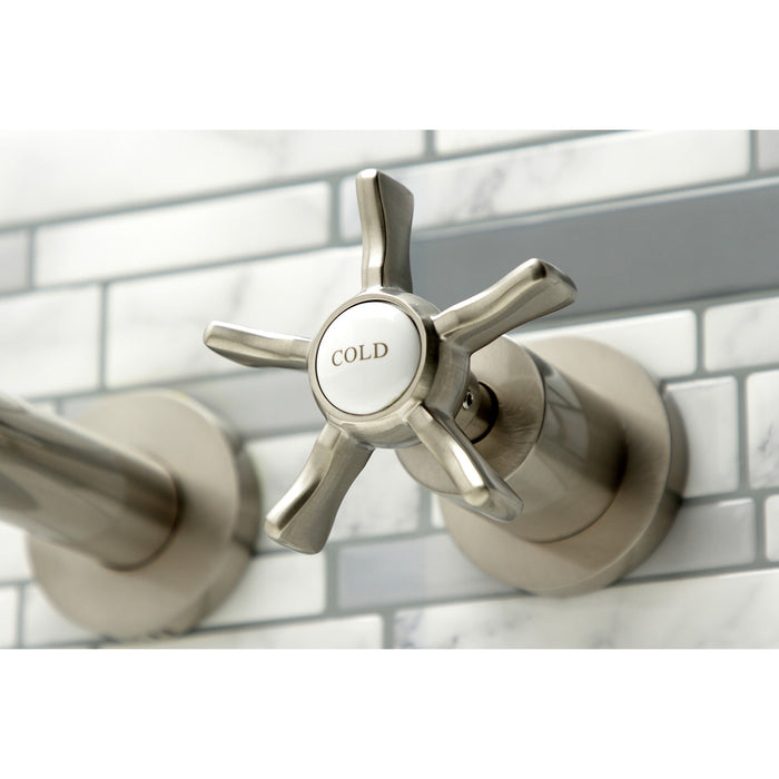 Kingston Tulare KS8058NX - Hamilton Two-Handle 3-Hole Wall Mount Tub Faucet, Brushed Nickel