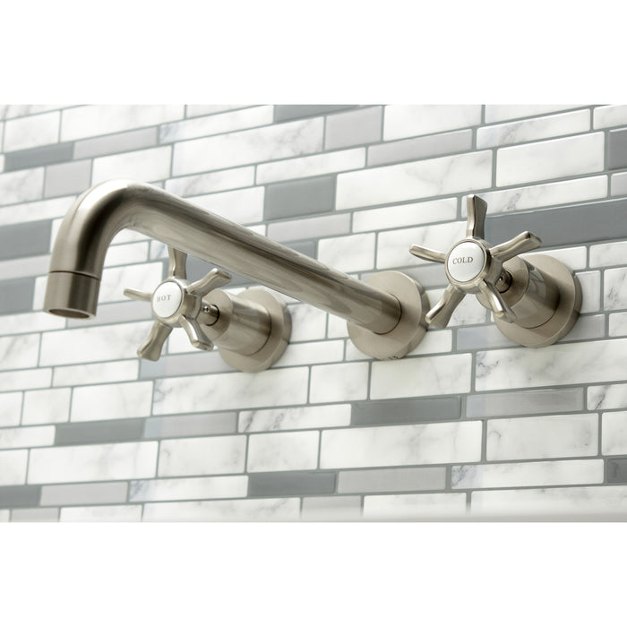 Kingston Tulare KS8058NX - Hamilton Two-Handle 3-Hole Wall Mount Tub Faucet, Brushed Nickel