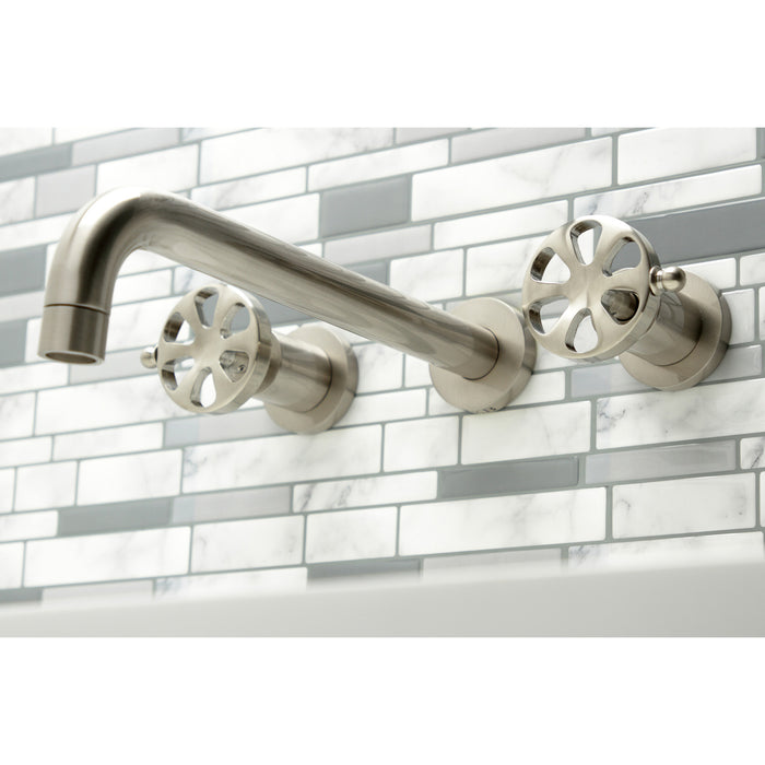 Kingston Sona KS8058RX - Belknap Two-Handle 3-Hole Wall Mount Tub Faucet, Brushed Nickel