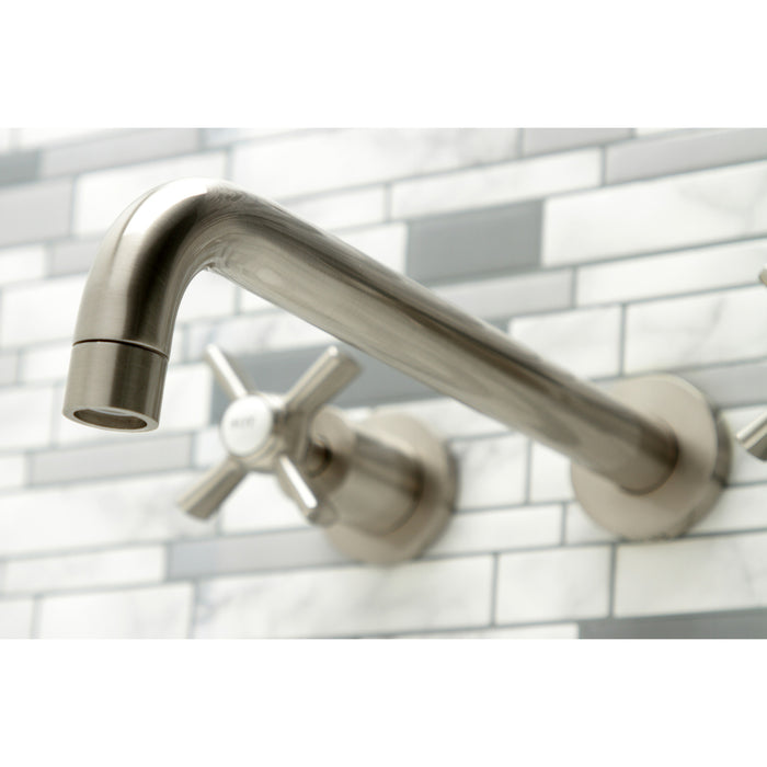 Kingston Tulare KS8058ZX - Millennium Two-Handle 3-Hole Wall Mount Tub Faucet, Brushed Nickel