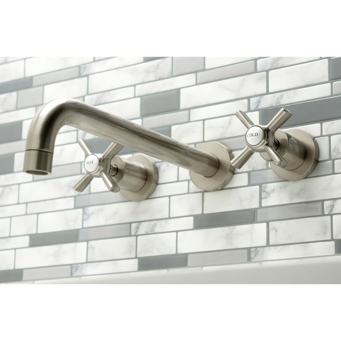 Kingston Tulare KS8058ZX - Millennium Two-Handle 3-Hole Wall Mount Tub Faucet, Brushed Nickel