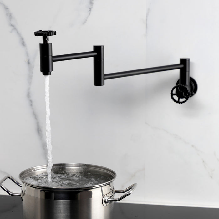 Kingston Sona KS8100CG - Fuller Two-Handle 1-Hole Wall Mount Pot Filler Faucet, Matte Black