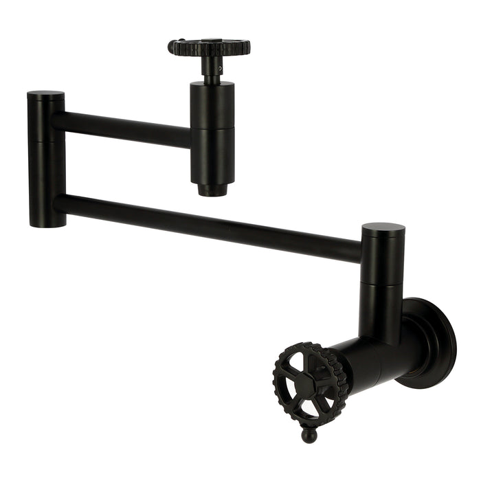 Kingston Sona KS8100CG - Fuller Two-Handle 1-Hole Wall Mount Pot Filler Faucet, Matte Black