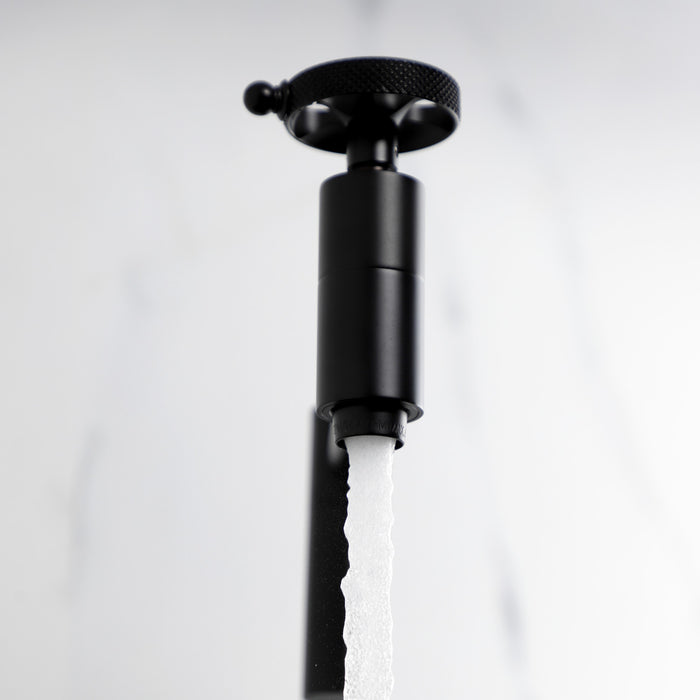 Kingston Sona KS8100RKX - Webb Two-Handle 1-Hole Wall Mount Pot Filler Faucet with Knurled Handle, Matte Black