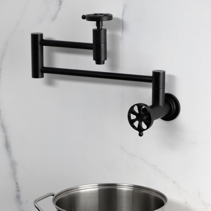 Kingston Sona KS8100RX - Belknap Two-Handle 1-Hole Wall Mount Pot Filler Faucet, Matte Black