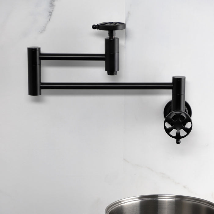 Kingston Sona KS8100RX - Belknap Two-Handle 1-Hole Wall Mount Pot Filler Faucet, Matte Black