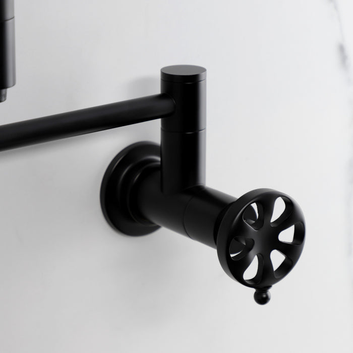 Kingston Sona KS8100RX - Belknap Two-Handle 1-Hole Wall Mount Pot Filler Faucet, Matte Black