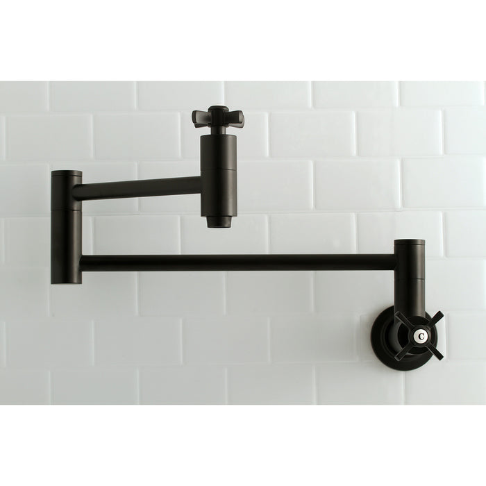Kingston Sona KS8100ZX - Millennium Two-Handle 1-Hole Wall Mount Pot Filler Faucet, Matte Black
