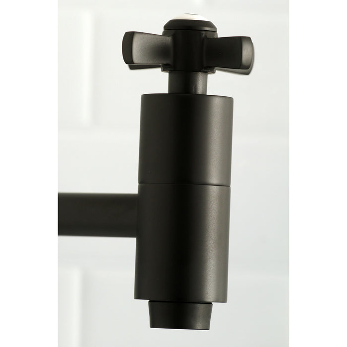 Kingston Sona KS8100ZX - Millennium Two-Handle 1-Hole Wall Mount Pot Filler Faucet, Matte Black