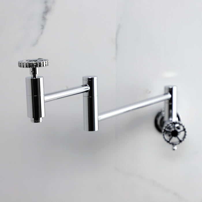 Kingston Sona KS8101CG - Fuller Two-Handle 1-Hole Wall Mount Pot Filler Faucet, Polished Chrome