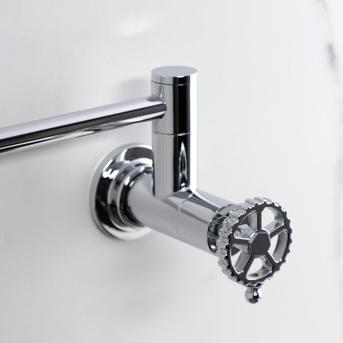 Kingston Sona KS8101CG - Fuller Two-Handle 1-Hole Wall Mount Pot Filler Faucet, Polished Chrome