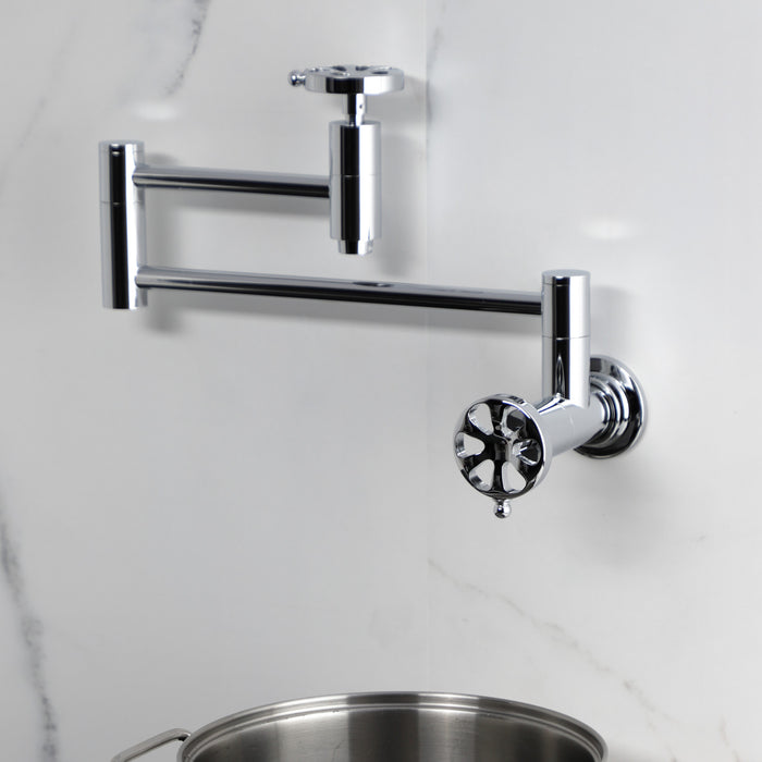 Kingston Sona KS8101RX - Belknap Two-Handle 1-Hole Wall Mount Pot Filler Faucet, Polished Chrome