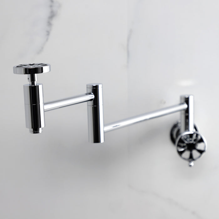 Kingston Sona KS8101RX - Belknap Two-Handle 1-Hole Wall Mount Pot Filler Faucet, Polished Chrome