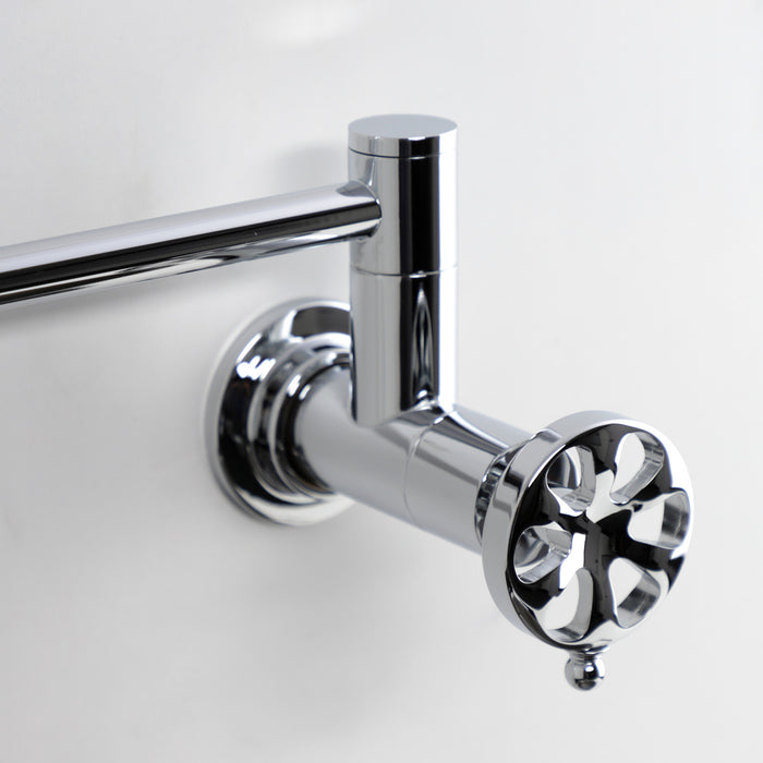 Kingston Sona KS8101RX - Belknap Two-Handle 1-Hole Wall Mount Pot Filler Faucet, Polished Chrome