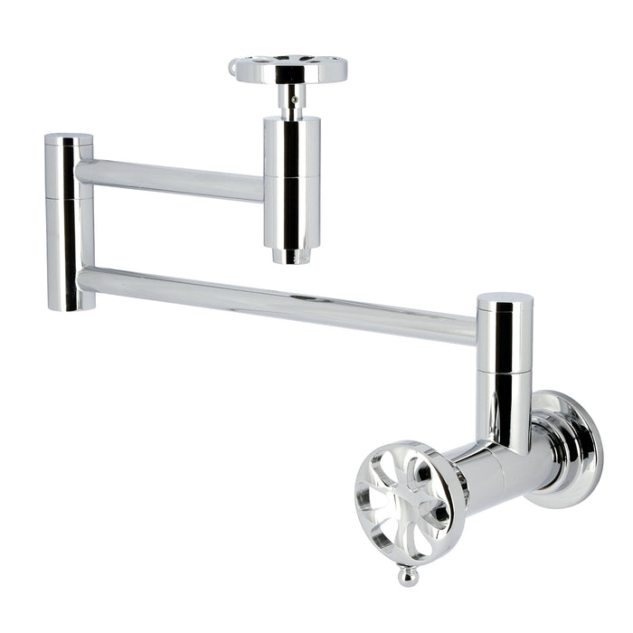 Kingston Sona KS8101RX - Belknap Two-Handle 1-Hole Wall Mount Pot Filler Faucet, Polished Chrome