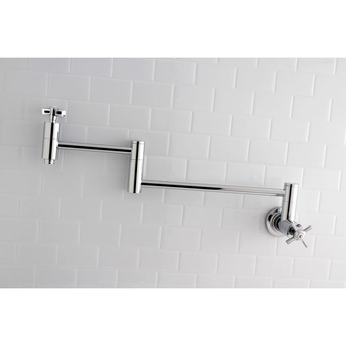 Kingston Sona KS8101ZX - Millennium Two-Handle 1-Hole Wall Mount Pot Filler Faucet, Polished Chrome